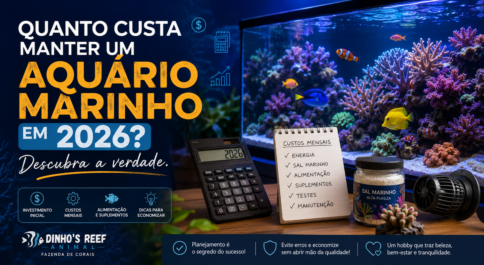 Quanto custa manter um aquário marinho em 2026? Descubra a verdade.